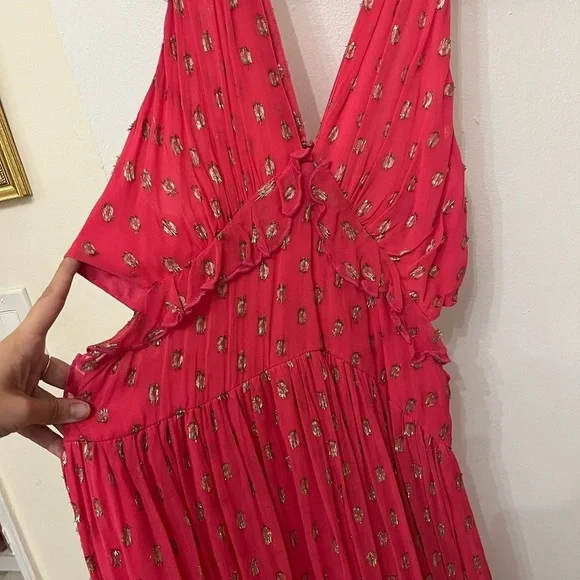 NWT Pink Tiered Shimmer Metallic Dress size Large - Picture 6 of 11